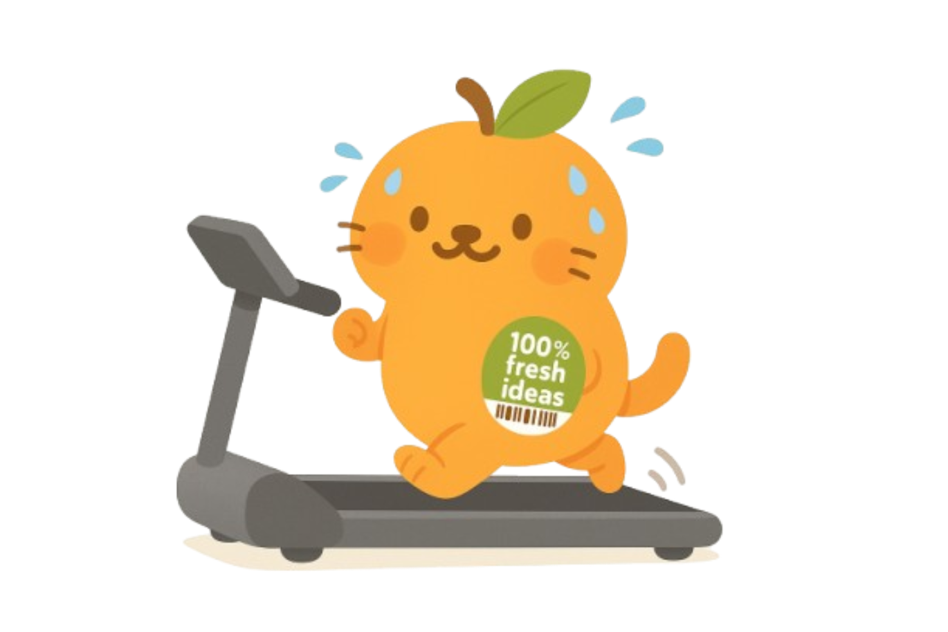 Apricot mascot running on treadmill