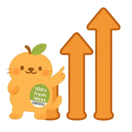Apricot mascot with growth arrows