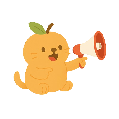 Apricot mascot with megaphone